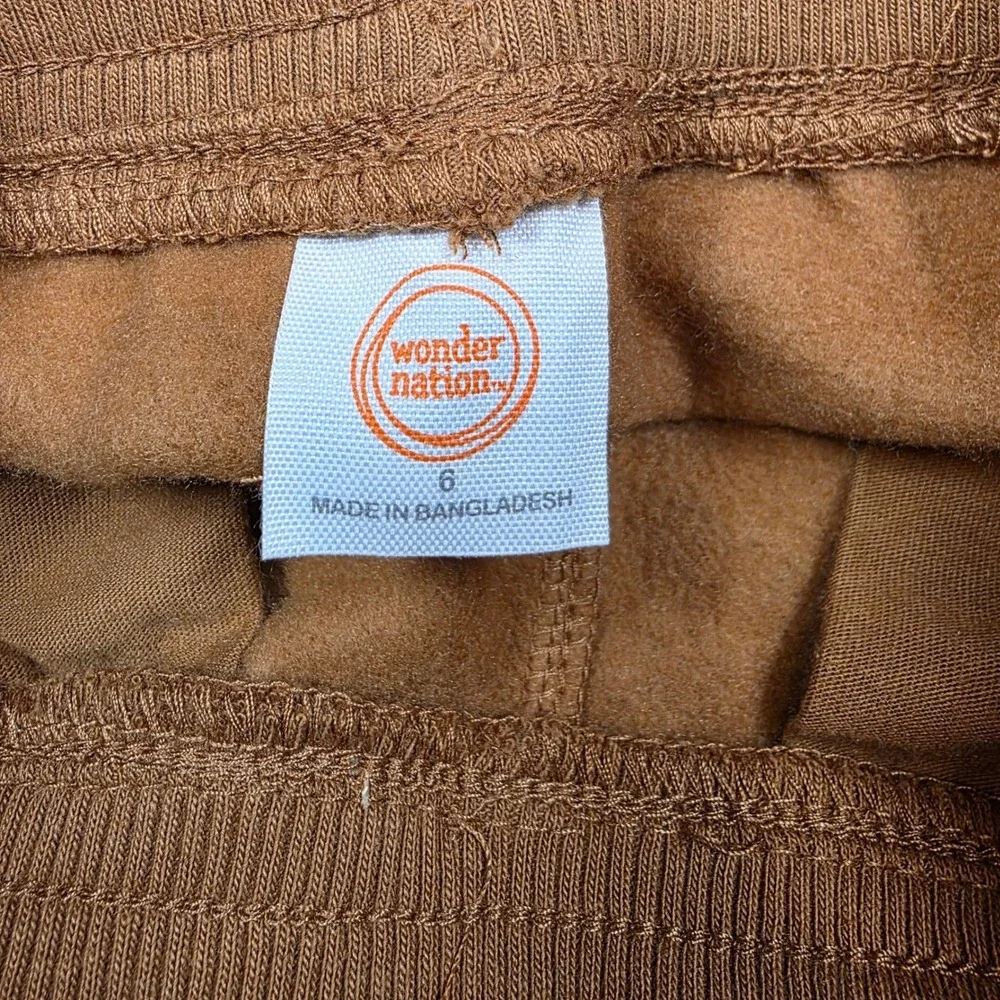 Wonder‎ Nation Boys Little Fleece Jogger Trailblazer Brown Stripe Pants Sz 6 NWT